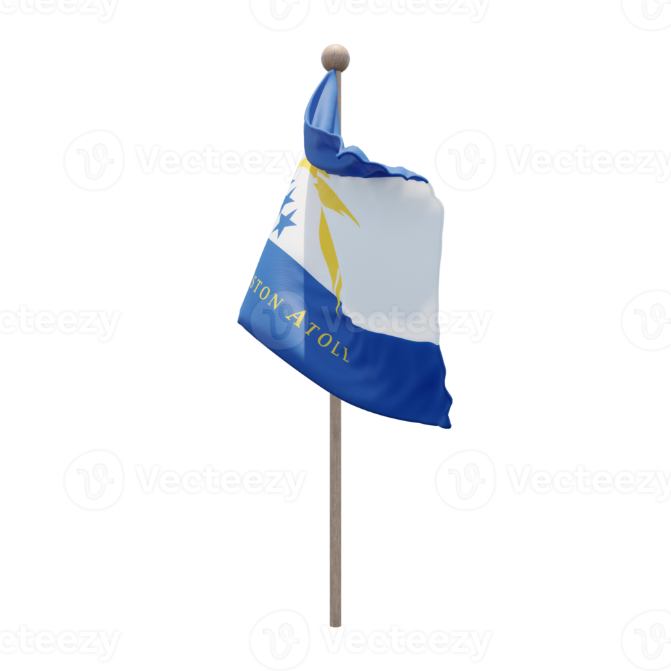 bandeira de ilustração 3d do atol de johnston no poste. mastro de madeira png