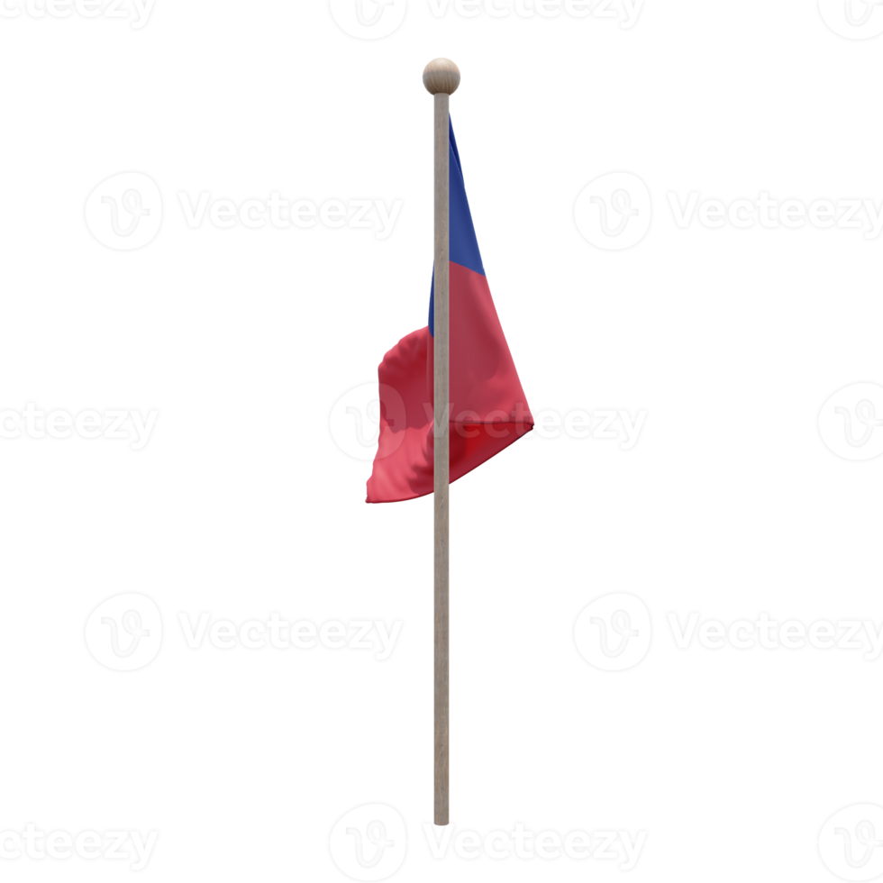 Samoa 3d illustration flag on pole. Wood flagpole png