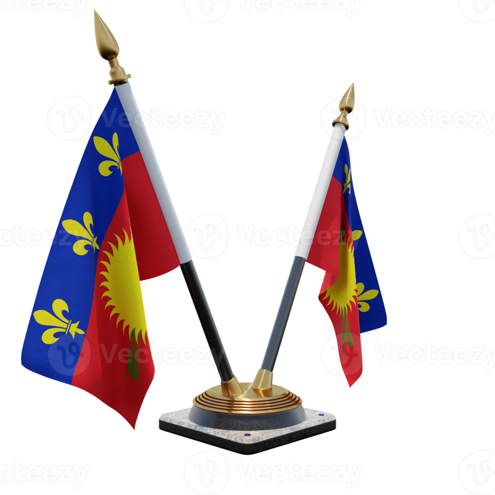 Guadeloupe 3d illustration Double V Desk Flag Stand png