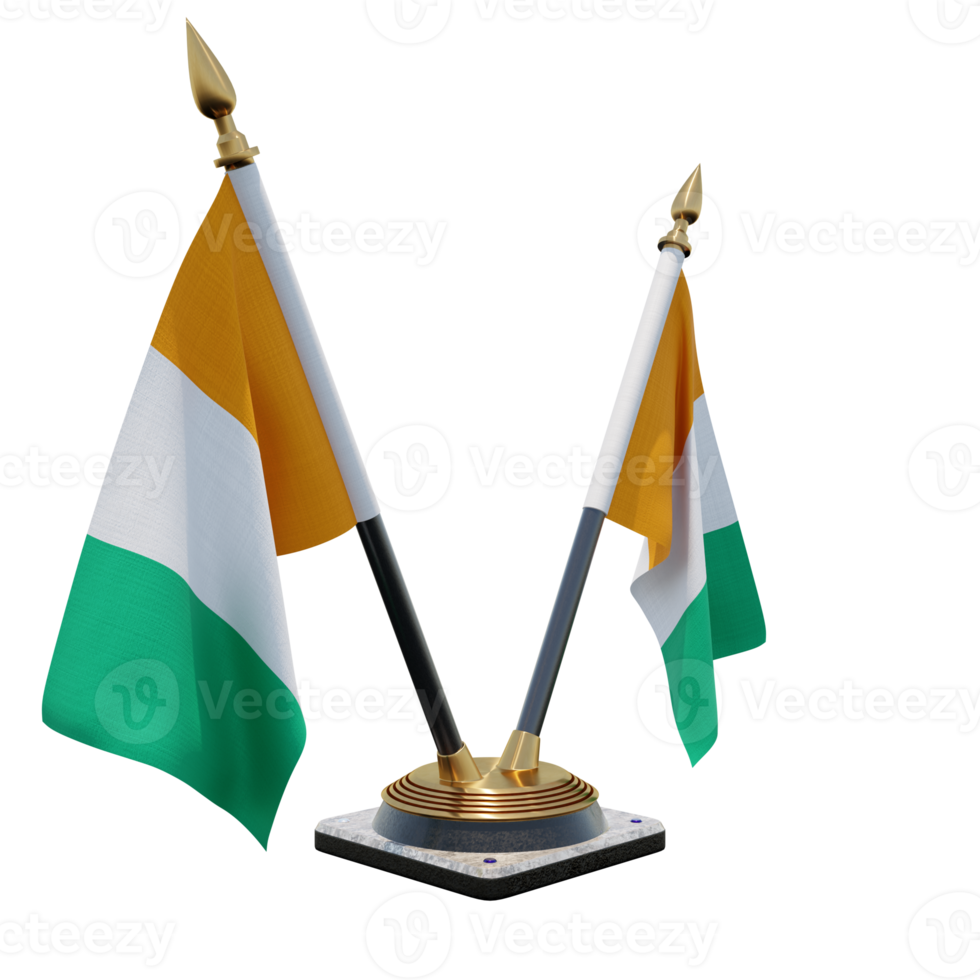 Ivory Coast 3d illustration Double V Desk Flag Stand png