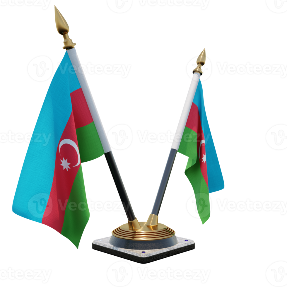 Azerbeidzjan 3d illustratie dubbele v bureau vlag staan png