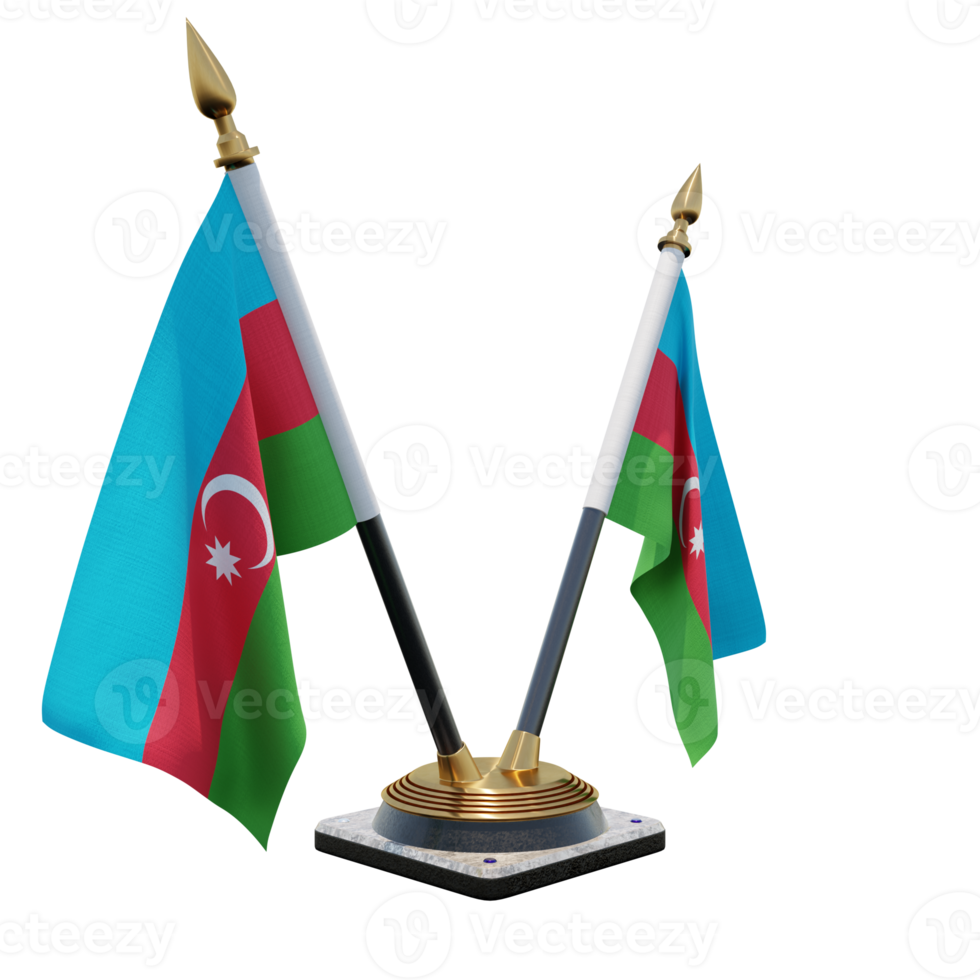 azerbaijão ilustração 3d dupla v suporte de bandeira de mesa png