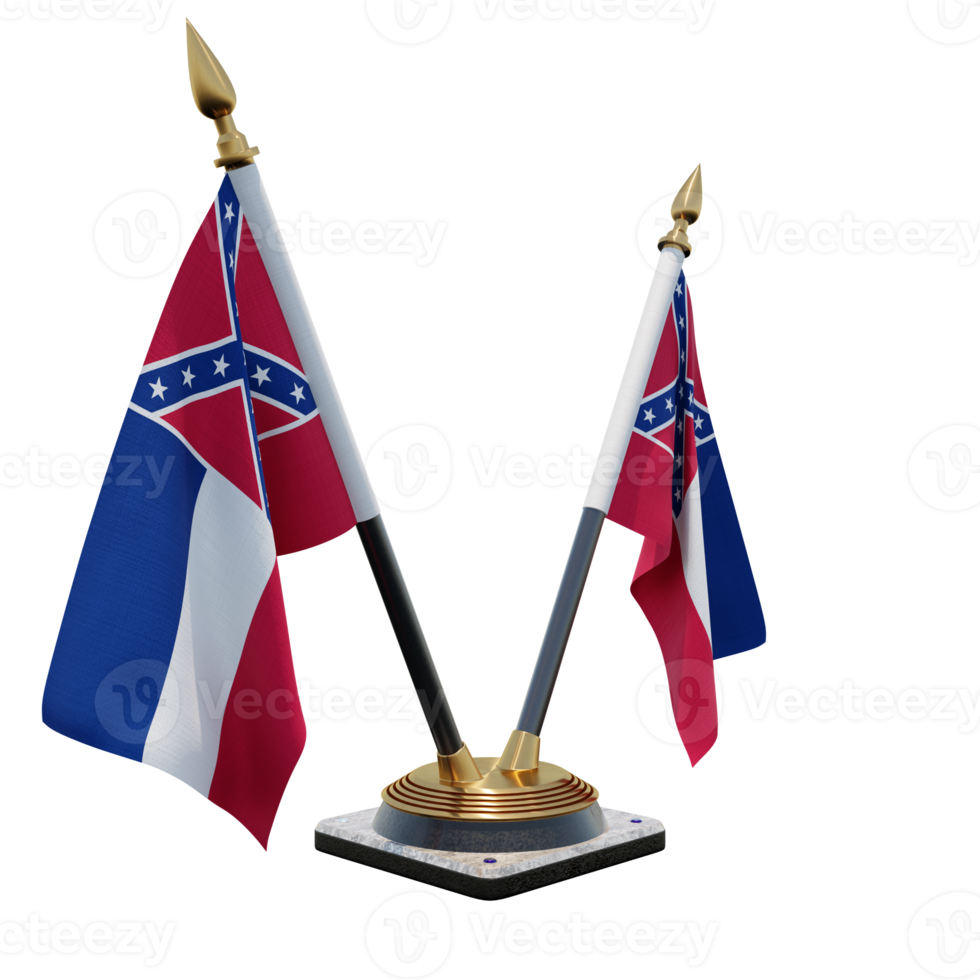 Mississippi 3d illustration Double V Desk Flag Stand png