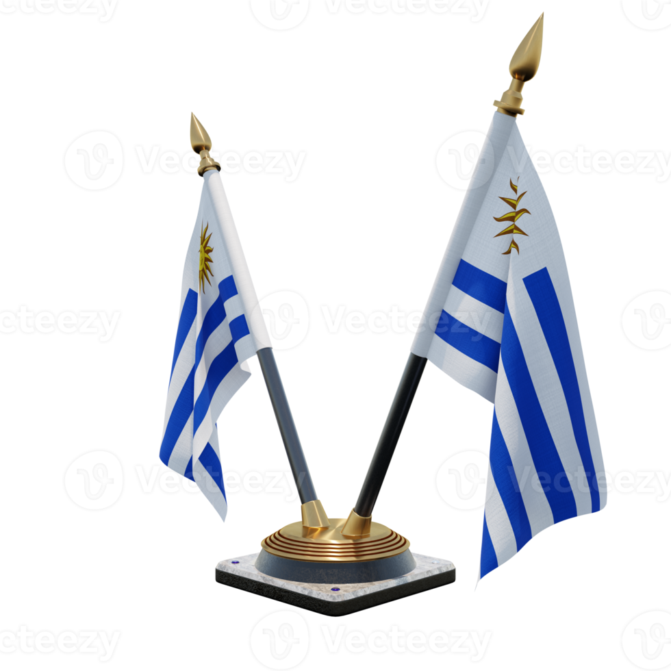 Uruguay 3d illustration Double V Desk Flag Stand png