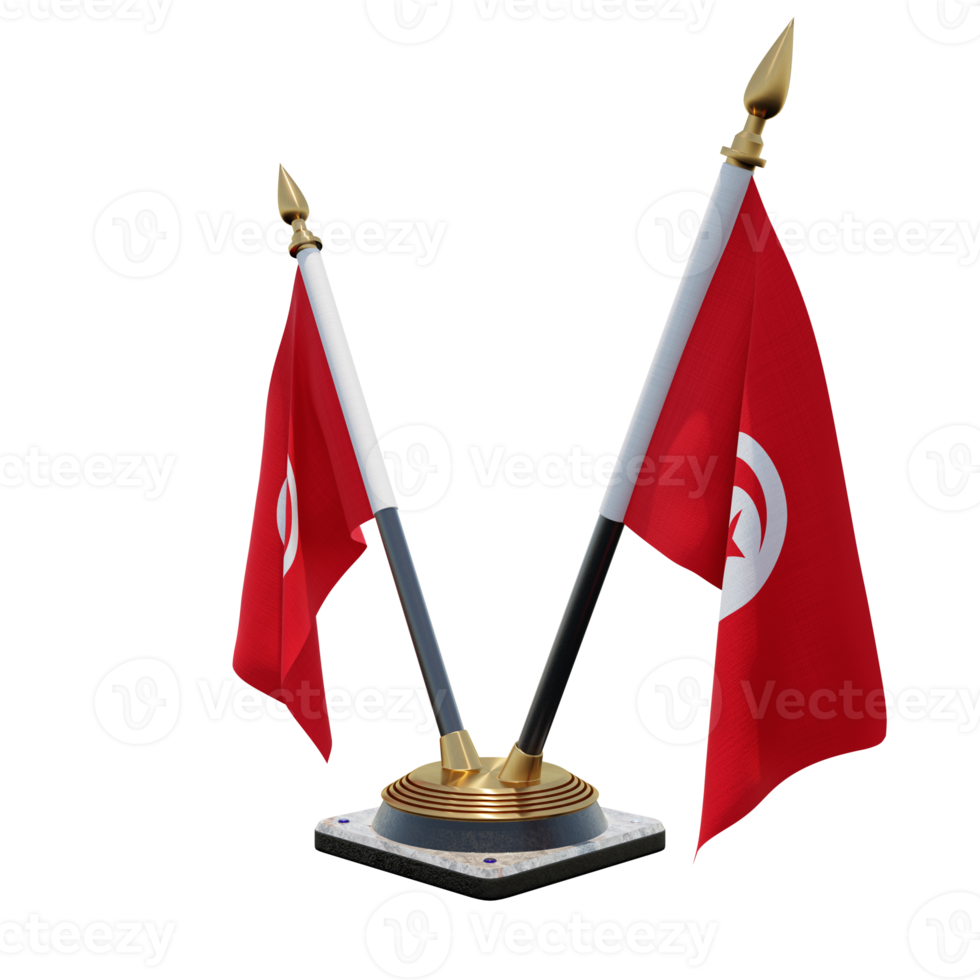 tunisien 3d illustration dubbel- v skrivbord flagga stå png