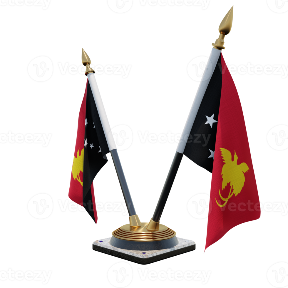 Papua New Guinea 3d illustration Double V Desk Flag Stand png