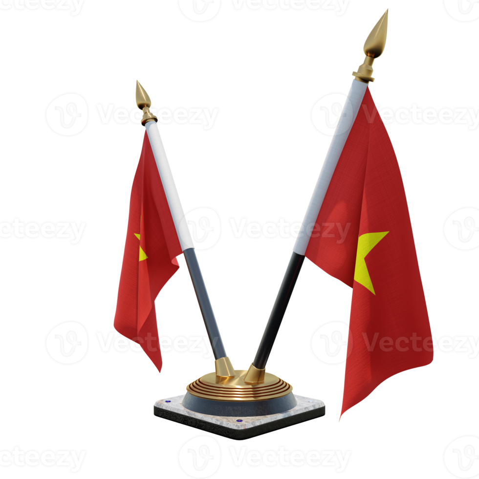 Vietnam 3d illustration Double V Desk Flag Stand png