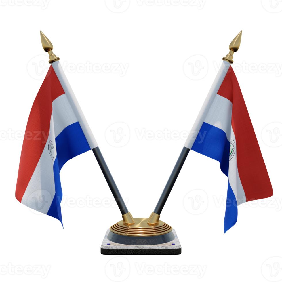 Paraguay 3d illustration Double V Desk Flag Stand png