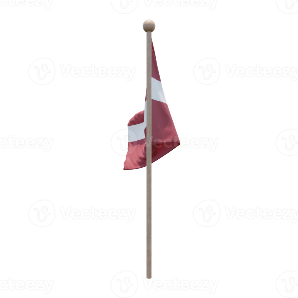 bandera de ilustración 3d de letonia en el poste. asta de bandera de madera png