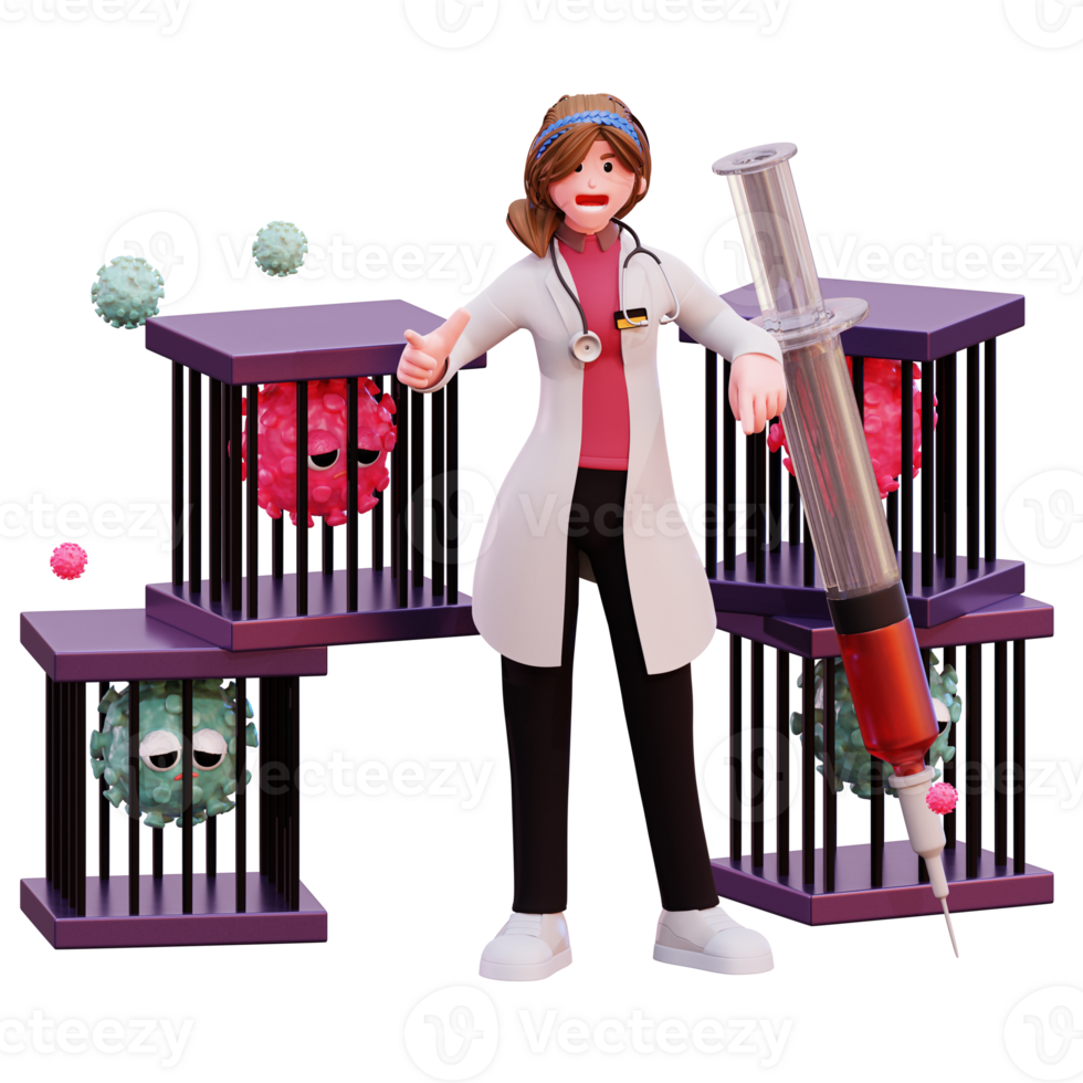 Ilustración de doctora de personaje 3d png