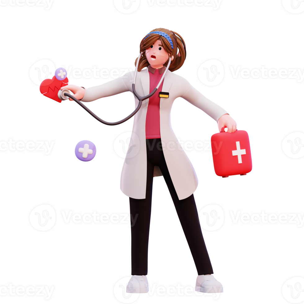 Ilustración de doctora de personaje 3d png