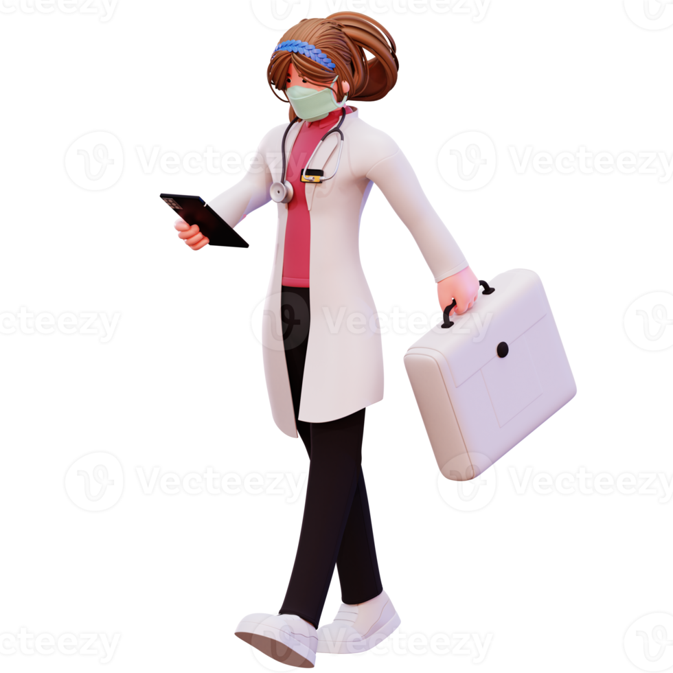 3D Character Female Doctor Illustration png