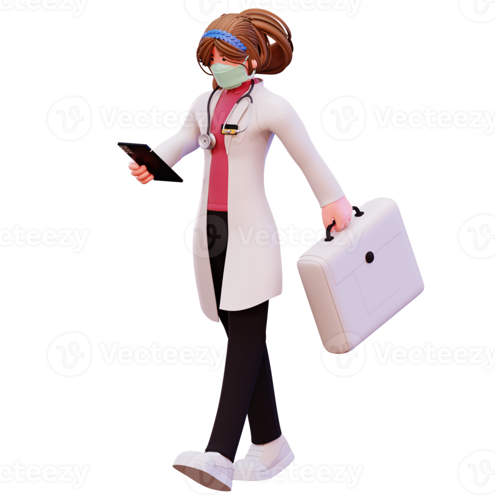 3d personaggio femmina medico illustrazione png