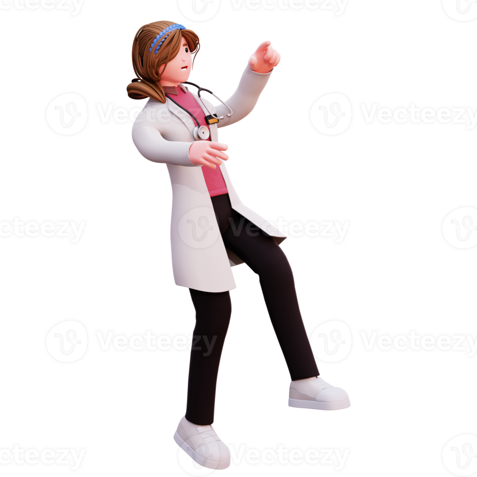 Ilustración de doctora de personaje 3d png