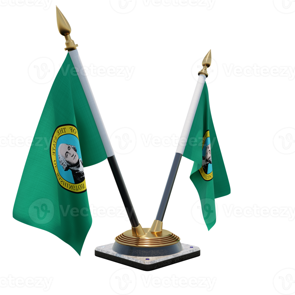 Washington 3d illustration Double V Desk Flag Stand png