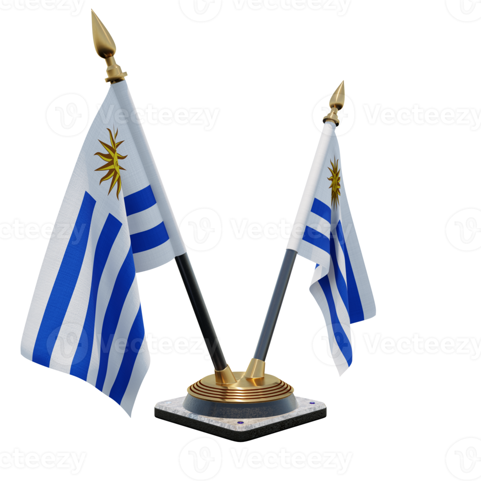 Uruguay 3d illustration Double V Desk Flag Stand png