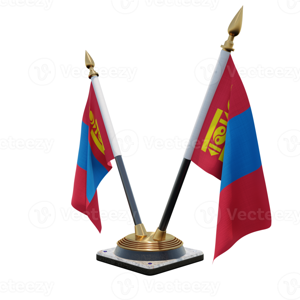 Mongolia 3d illustration Double V Desk Flag Stand png