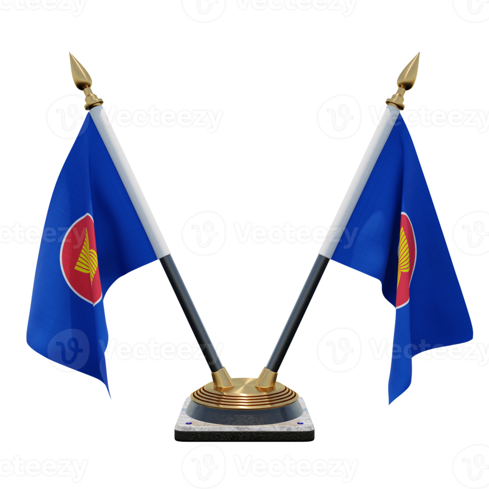 Association of Southeast Asian Nations 3d illustration Double V Desk Flag Stand png