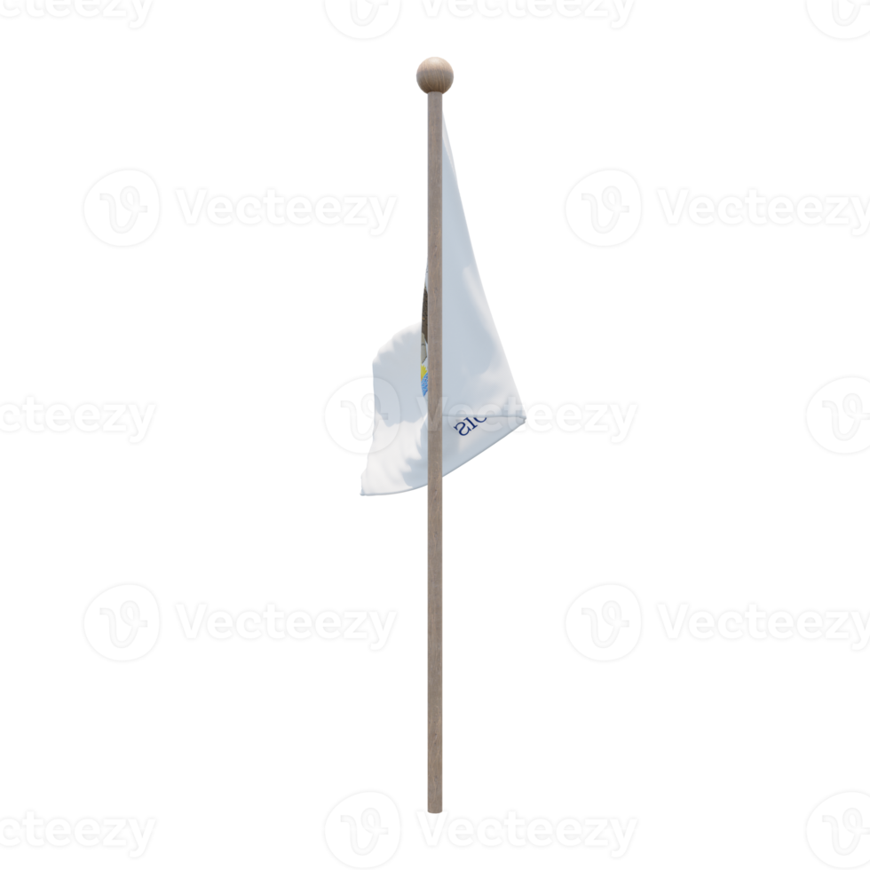 Illinois 3d illustration flag on pole. Wood flagpole png