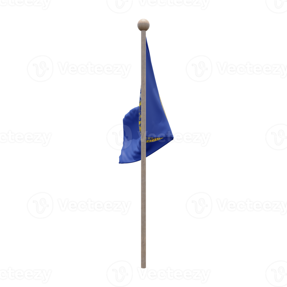bandeira de ilustração 3d nebraska no poste. mastro de madeira png