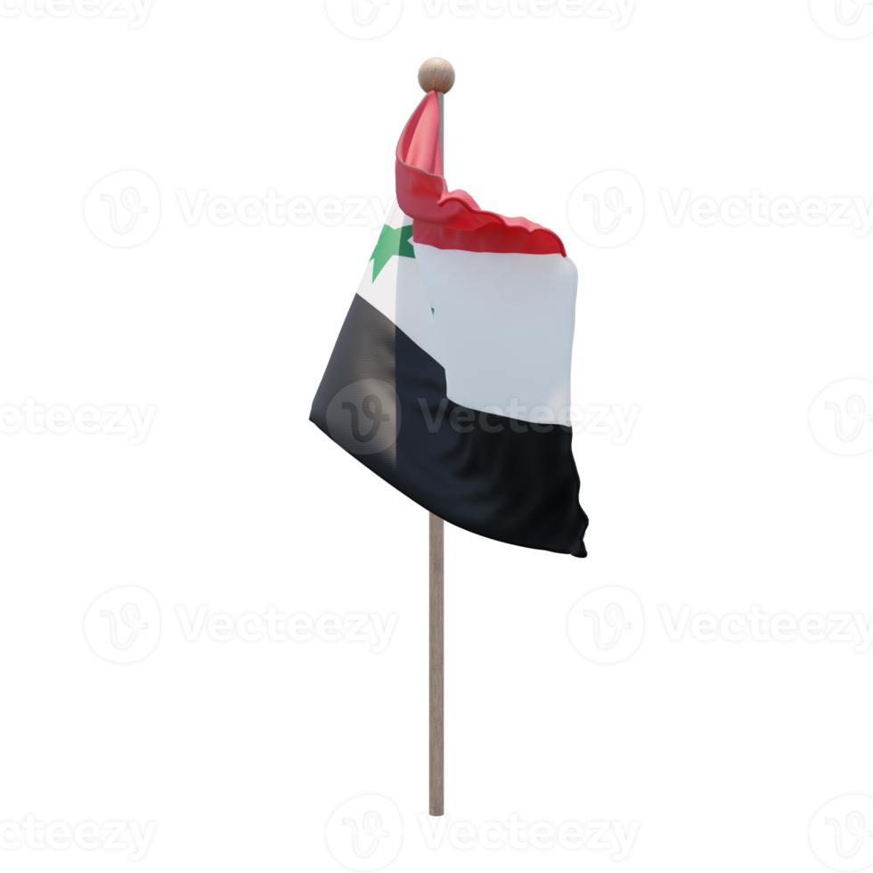 bandeira de ilustração 3d síria no poste. mastro de madeira png