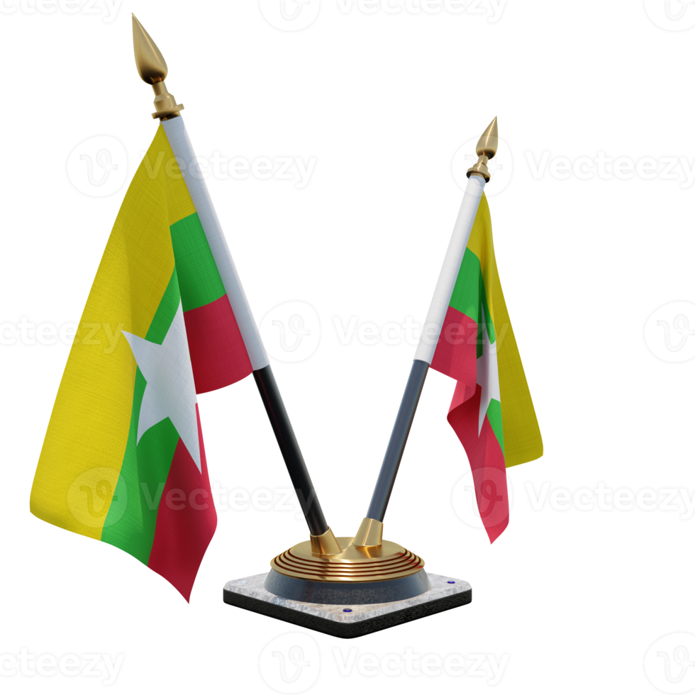 Myanmar 3d illustration Double V Desk Flag Stand png