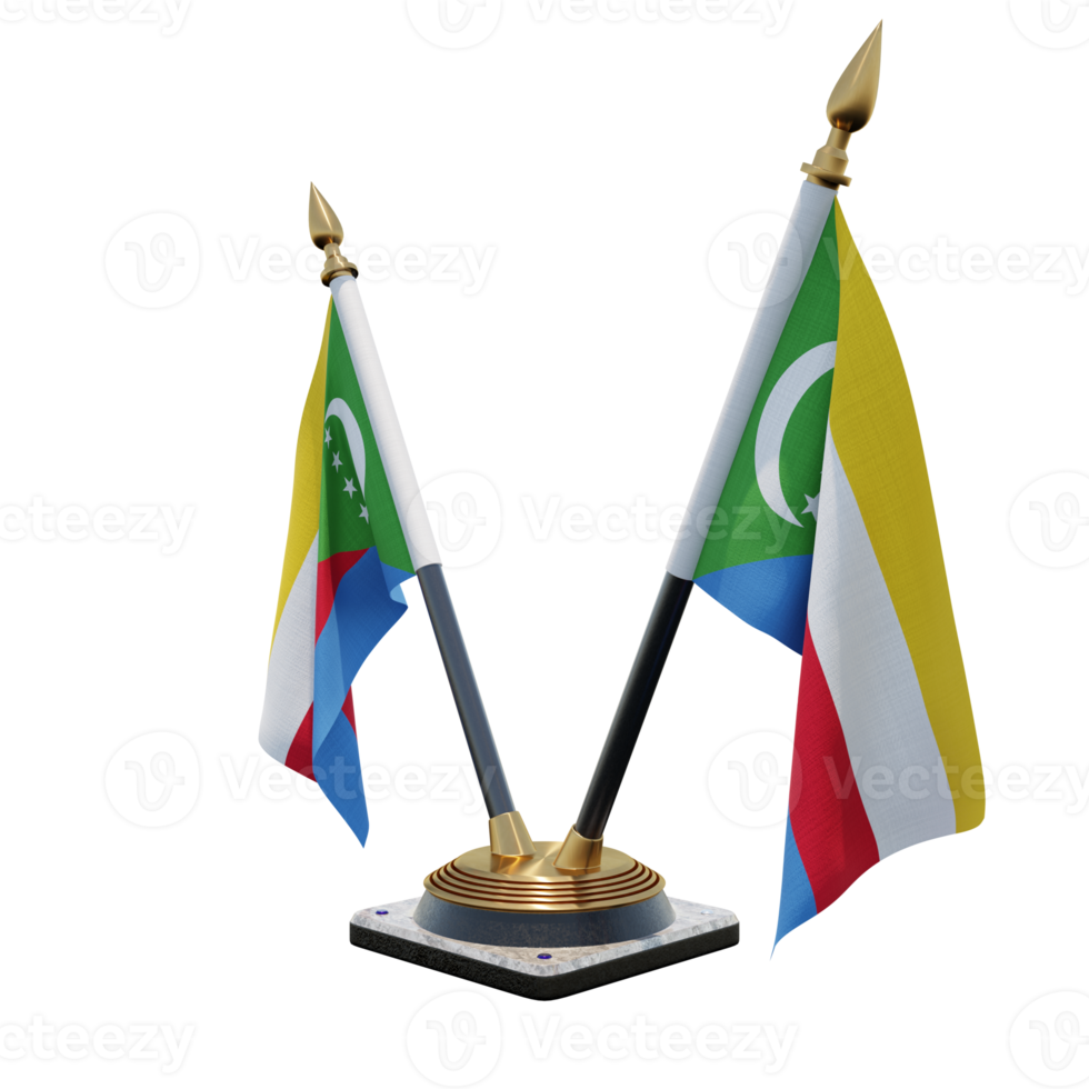 Comoros 3d illustration Double V Desk Flag Stand png