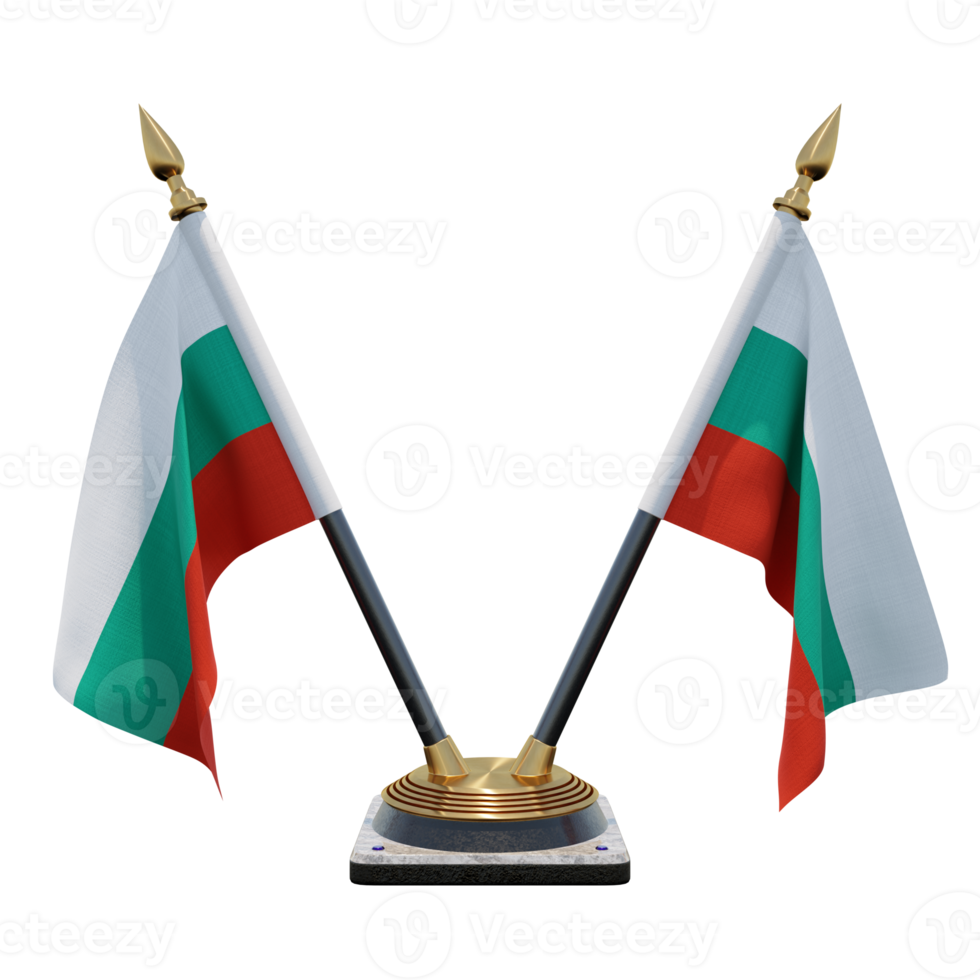 Bulgaria 3d illustration Double V Desk Flag Stand png
