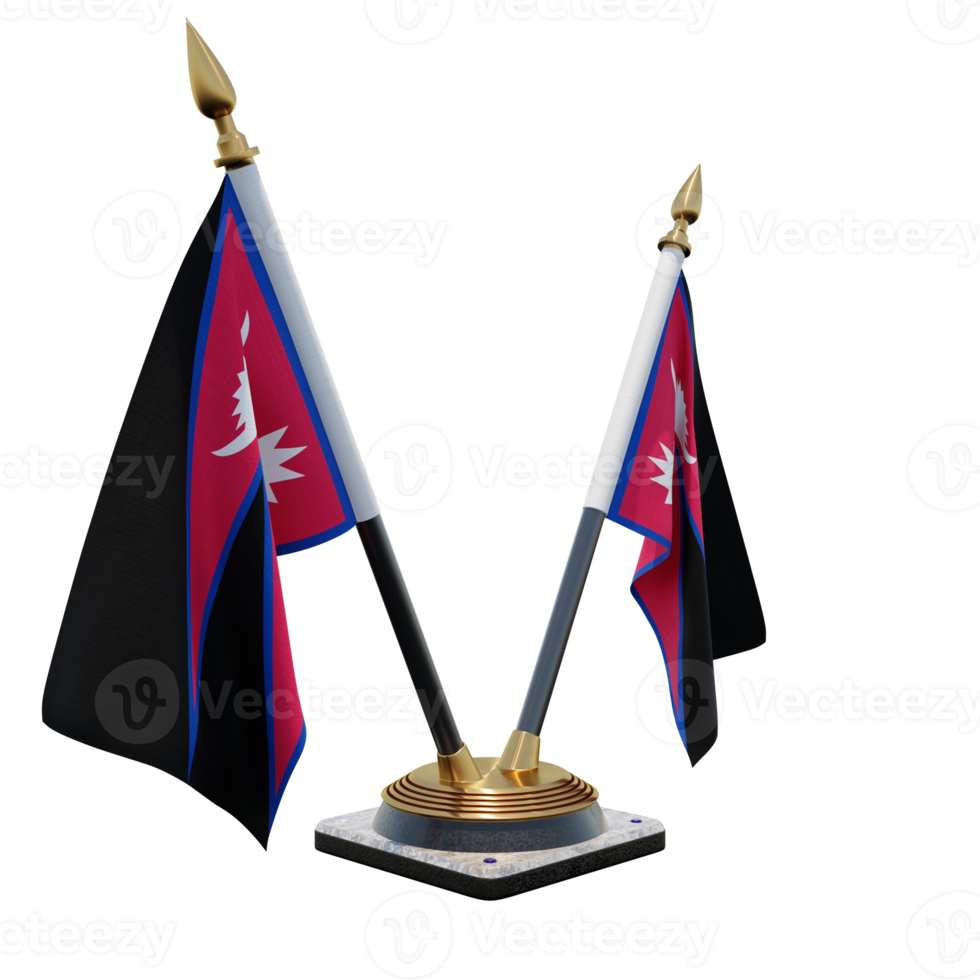 Nepal 3d illustration Double V Desk Flag Stand png