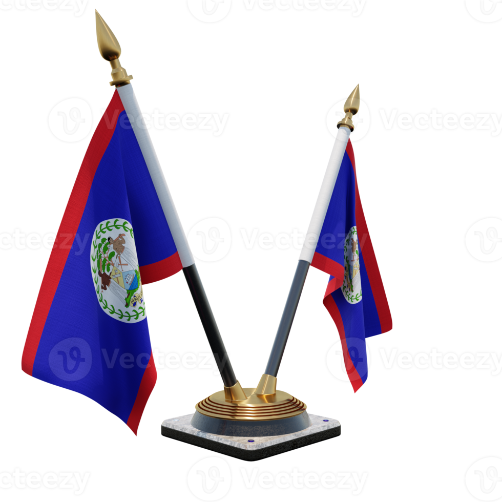 Belize 3d illustration Double V Desk Flag Stand png