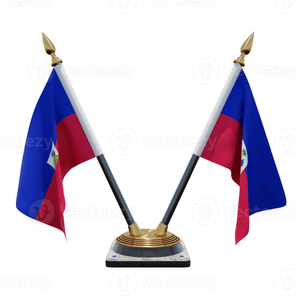 Haiti 3d illustration Double V Desk Flag Stand png