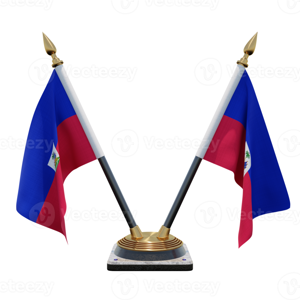 Haïti 3d illustratie dubbele v bureau vlag staan png