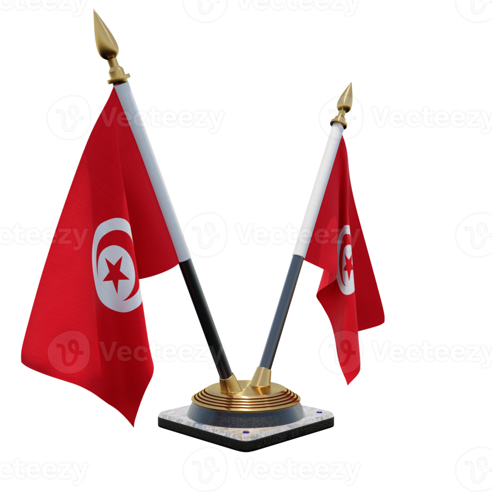 tunisie 3d illustration double v bureau porte-drapeau png