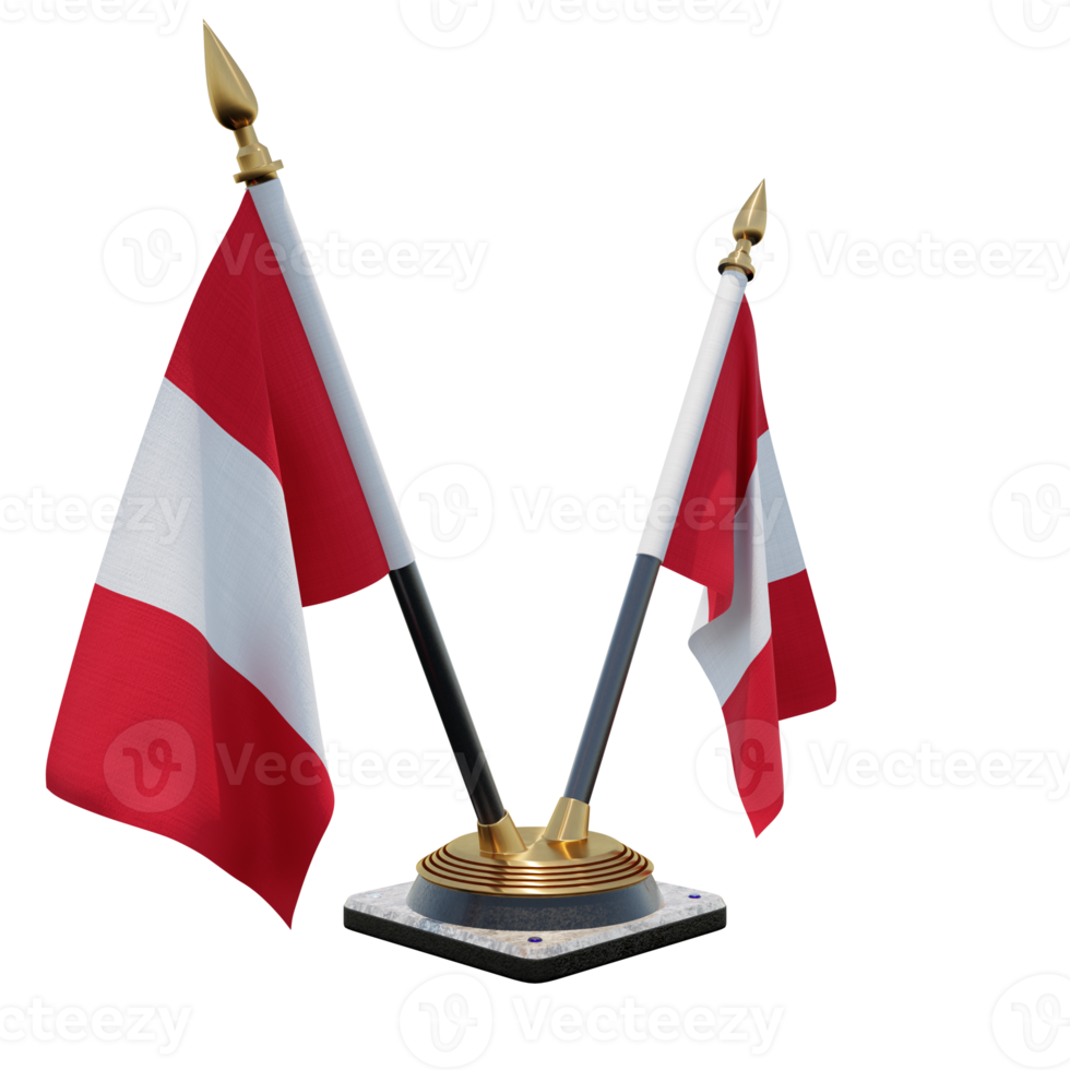 Peru 3d illustratie dubbele v bureau vlag staan png