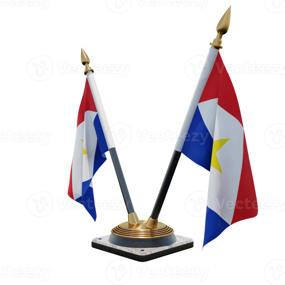 Saba 3d illustration Double V Desk Flag Stand png