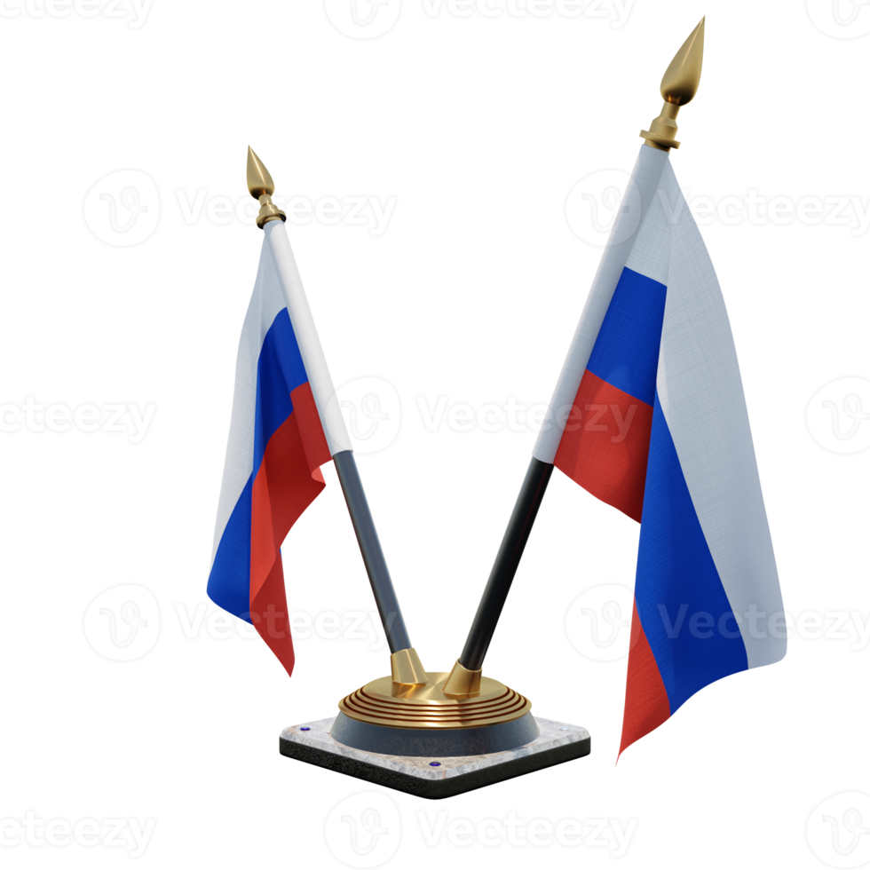 Russia 3d illustration Double V Desk Flag Stand png