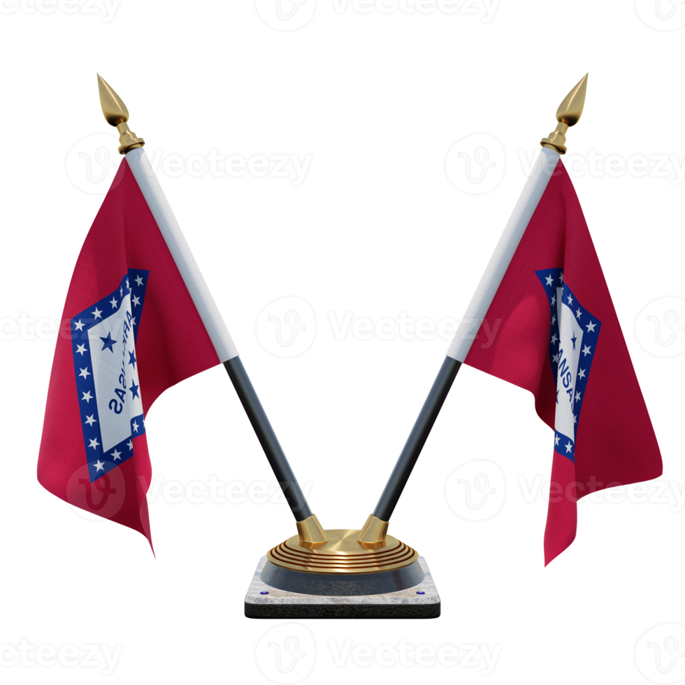 Arkansas 3d illustration Double V Desk Flag Stand png