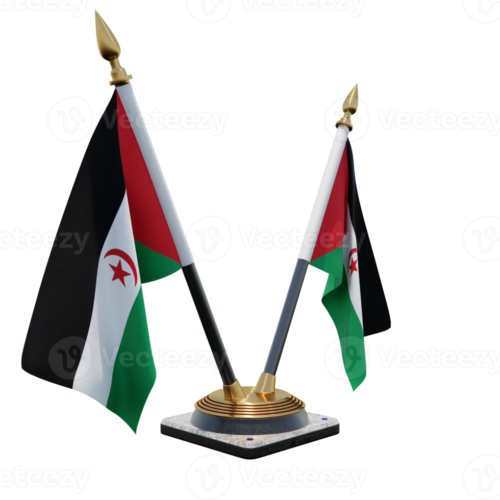 Sahrawi Arab Democratic Republic 3d illustration Double V Desk Flag Stand png