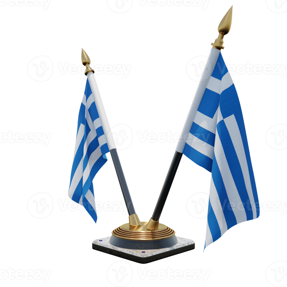 Greece 3d illustration Double V Desk Flag Stand png