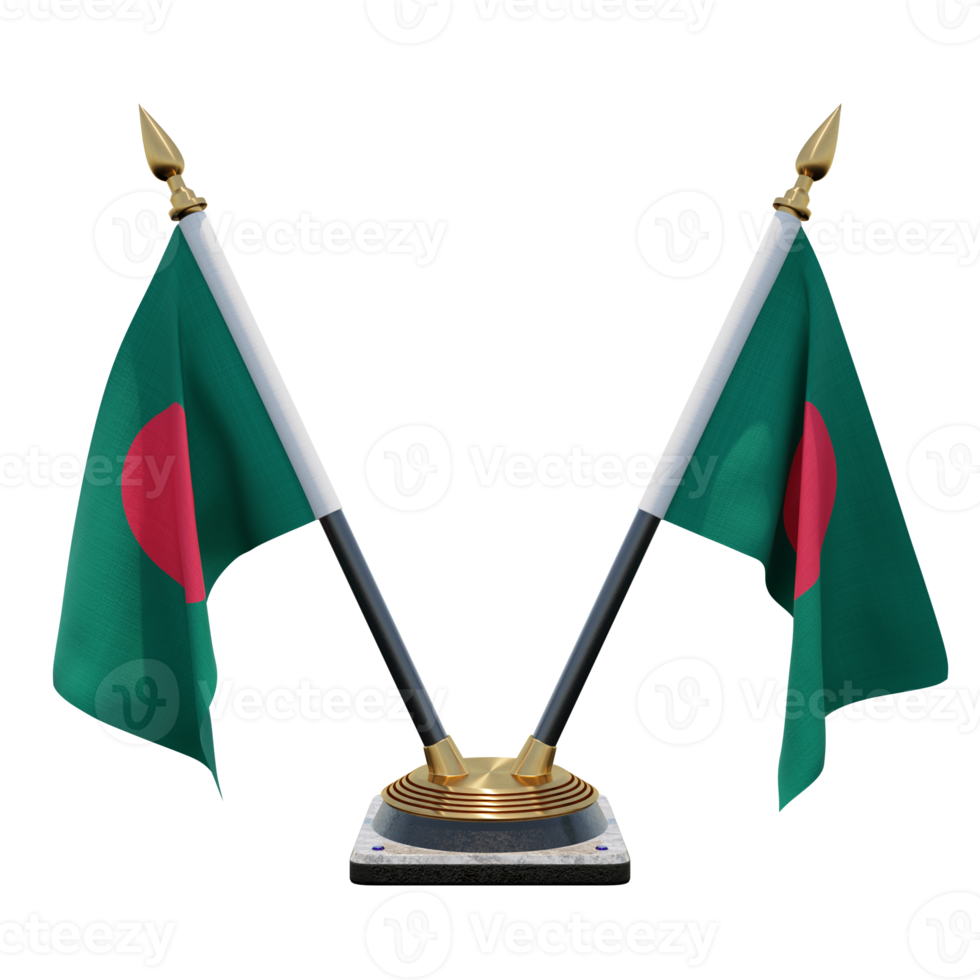 Bangladesh 3d illustratie dubbele v bureau vlag staan png