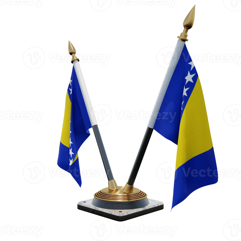 bósnia e herzegovina ilustração 3d dupla v suporte de bandeira de mesa png