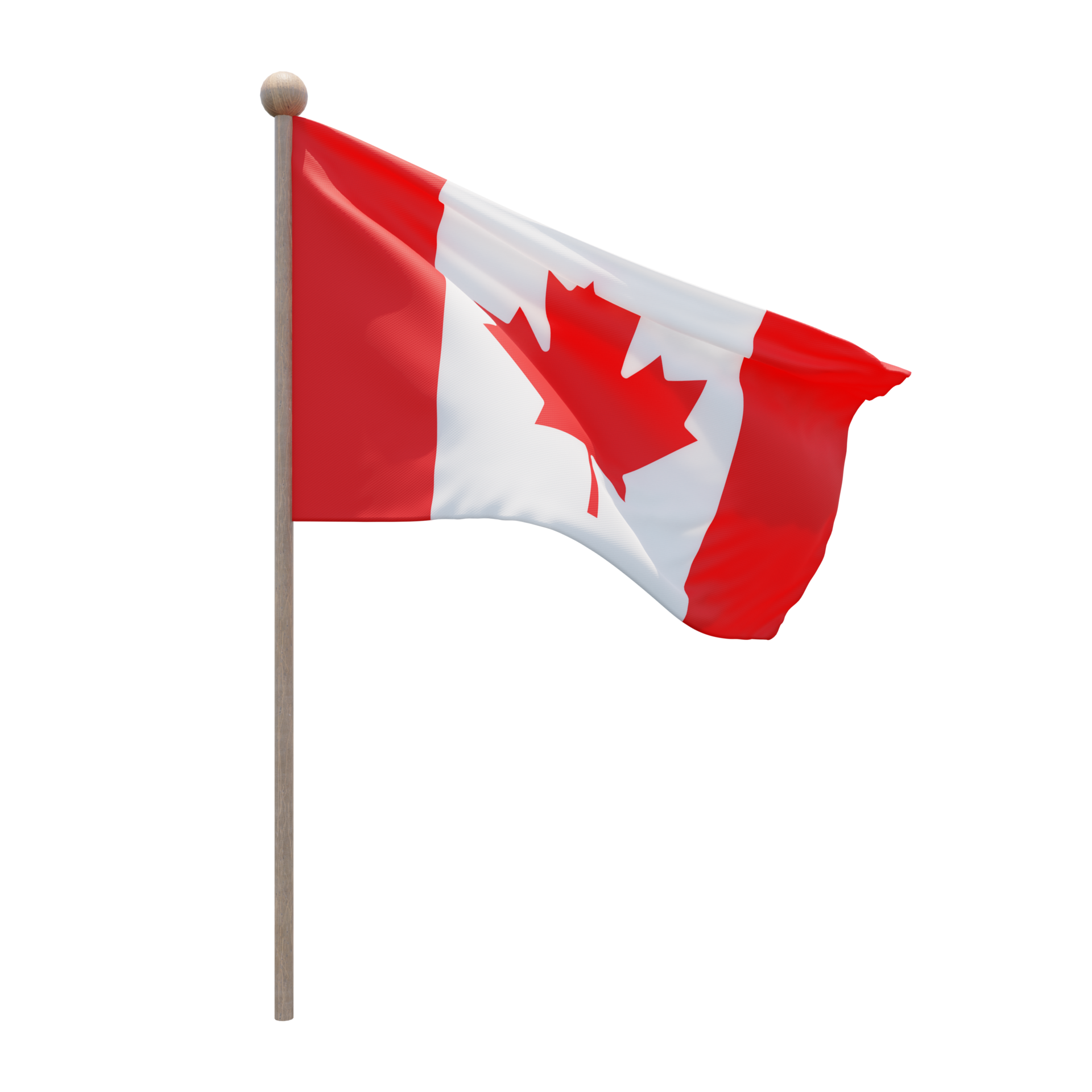 Canada 3d illustration flag on pole. Wood flagpole 11286076 PNG