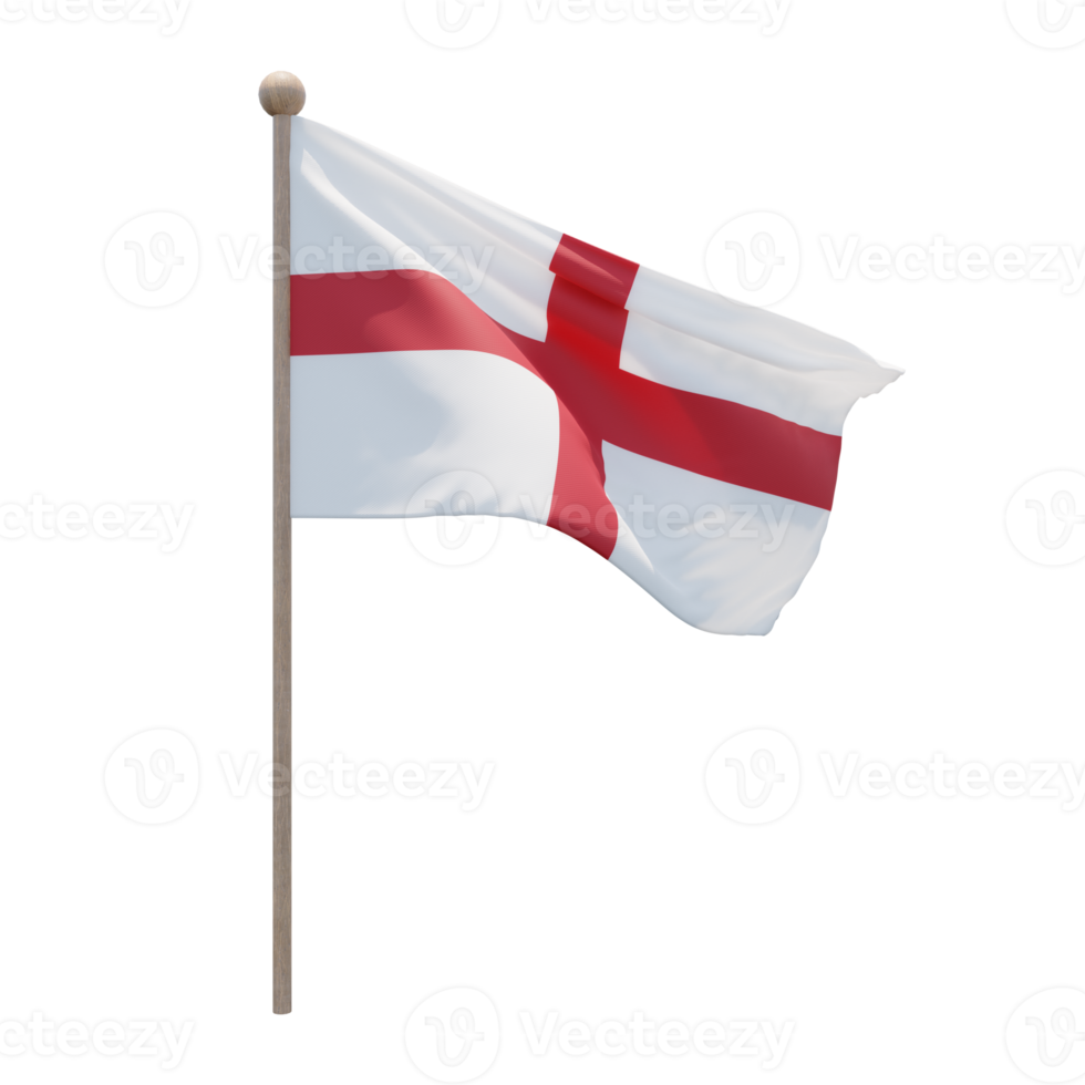 Engeland 3d illustratie vlag Aan pool. hout vlaggenmast png