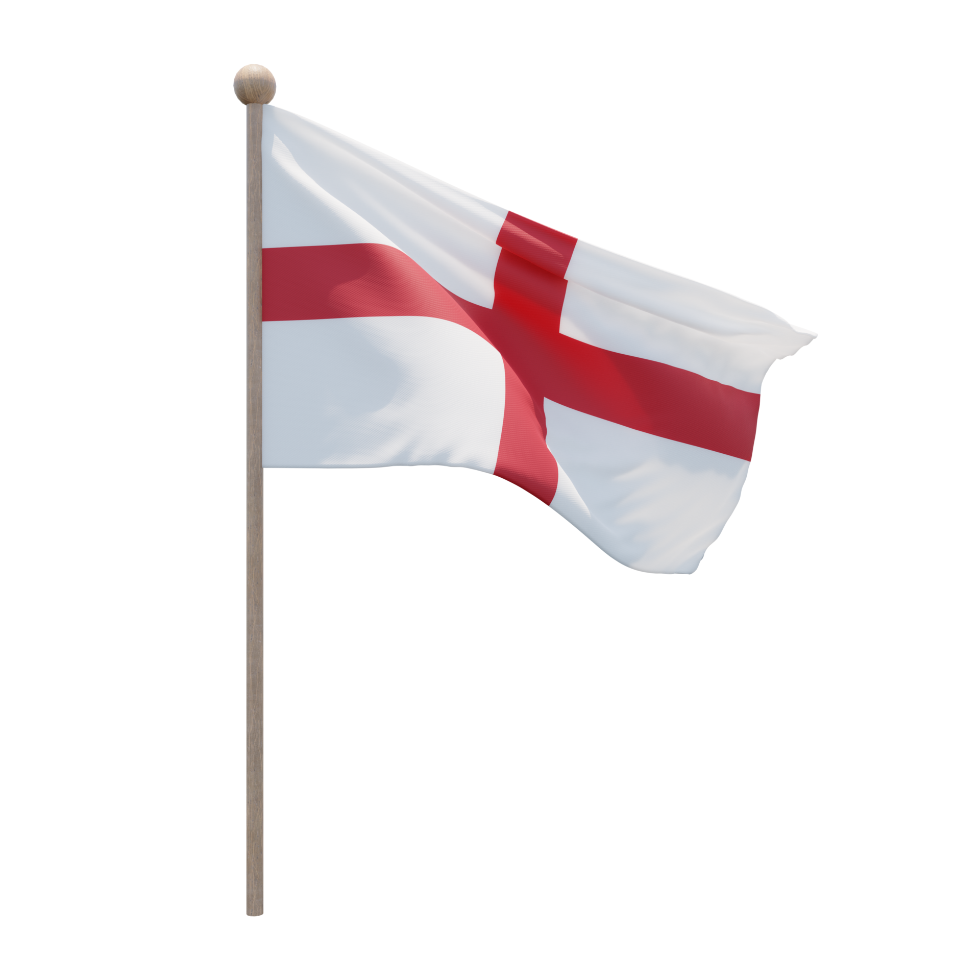 England 3d illustration flag on pole. Wood flagpole 11286081 PNG