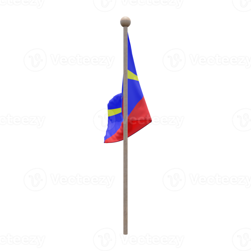 bandeira de ilustração 3d vulcão radiante de reunião no poste. mastro de madeira png