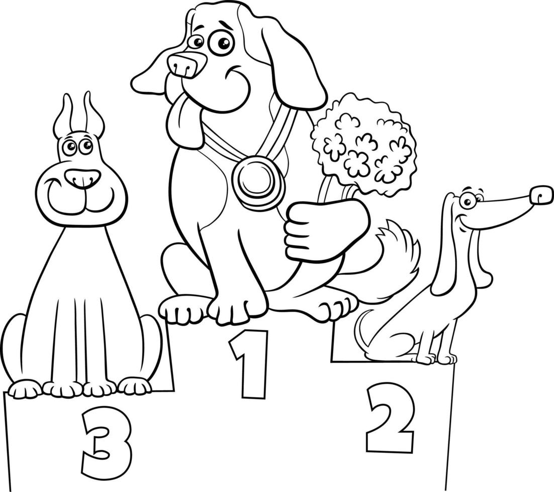 cartoon dogs on the podium at the dog show coloring page 11286118 ...