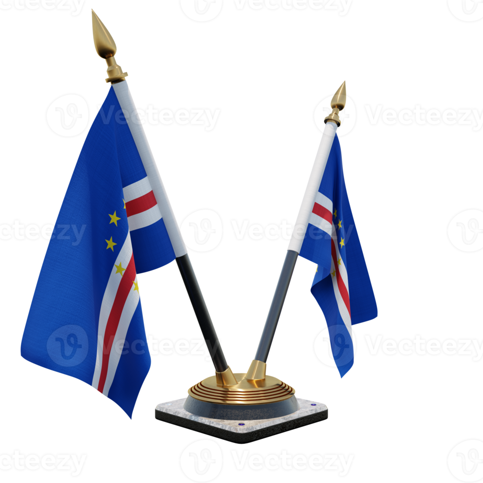 Cape Verde 3d illustration Double V Desk Flag Stand png