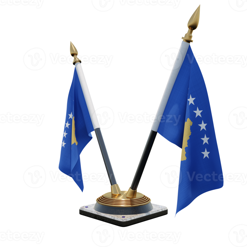 Kosovo 3d illustration Double V Desk Flag Stand png