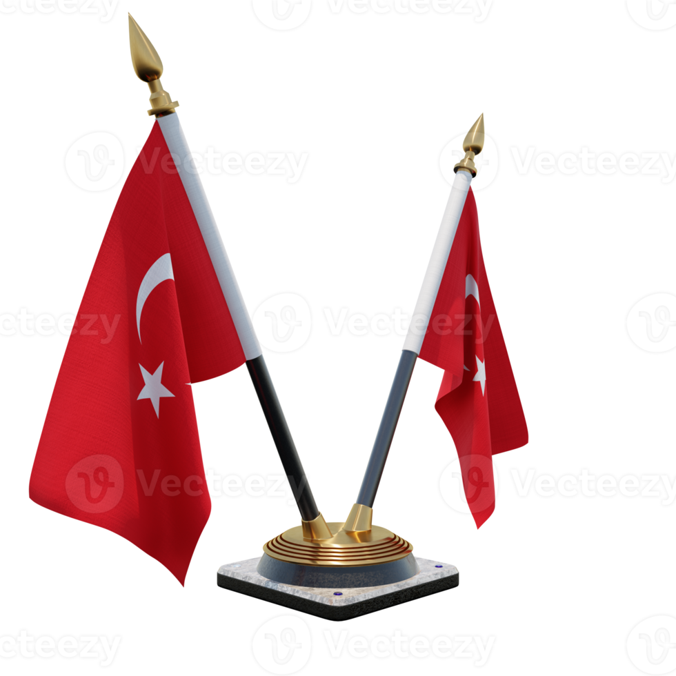 Turkey 3d illustration Double V Desk Flag Stand png