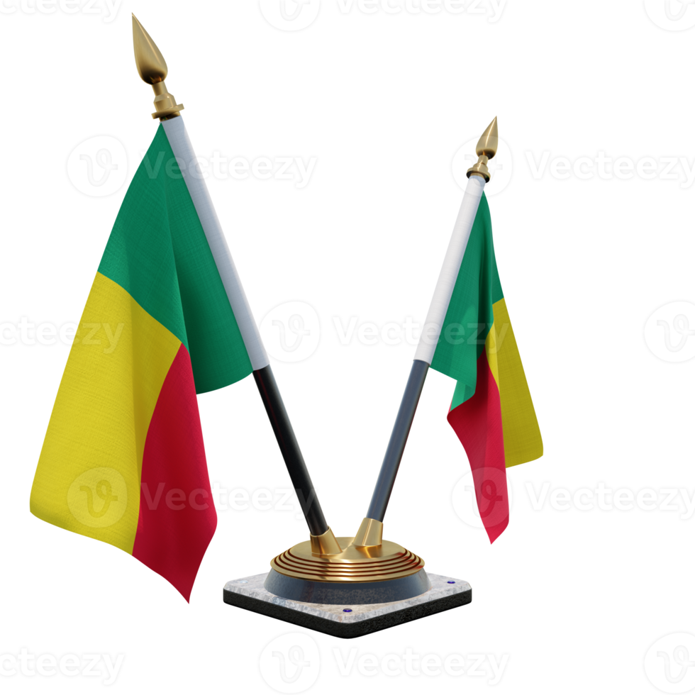 Benin 3d illustration Double V Desk Flag Stand png
